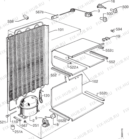 Взрыв-схема холодильника Electrolux EU7421C - Схема узла Cooling system 017